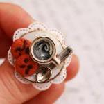 Coffee Teacup ring, miniature food ring, kawaii food ring, miniature food jewelry