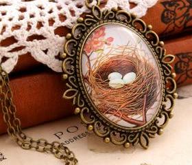 Birds nest necklace, Robins egg blue necklace, bird pendant necklace, gift for new mom, whimsical jewlery, romantic pendant