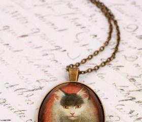 Glass cat necklace, cat portrait necklace, cat pendant necklace, glass art pendant