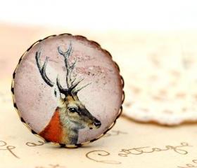Doe deer ring, deer cameo ring, deer portrait ring, woodland jewelry, deer jewelry