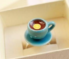 Tiny Teacup ring, tea cup ring, miniature food jewelry, kawaii, Alice in Wonderland