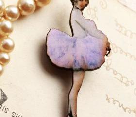 Pink ballerina brooch, ballet dancer, laser cut jewelry, handmade brooch, gift for girl