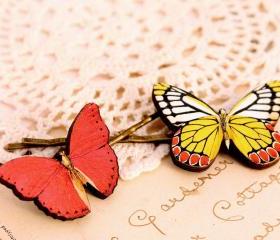 Butterfly hair clips, butterfly hair pin, woodland wedding, natural wedding, butterfly jewelry, bridesmaid hair clip
