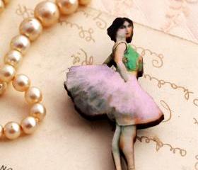 Little Ballerina Wooden brooch