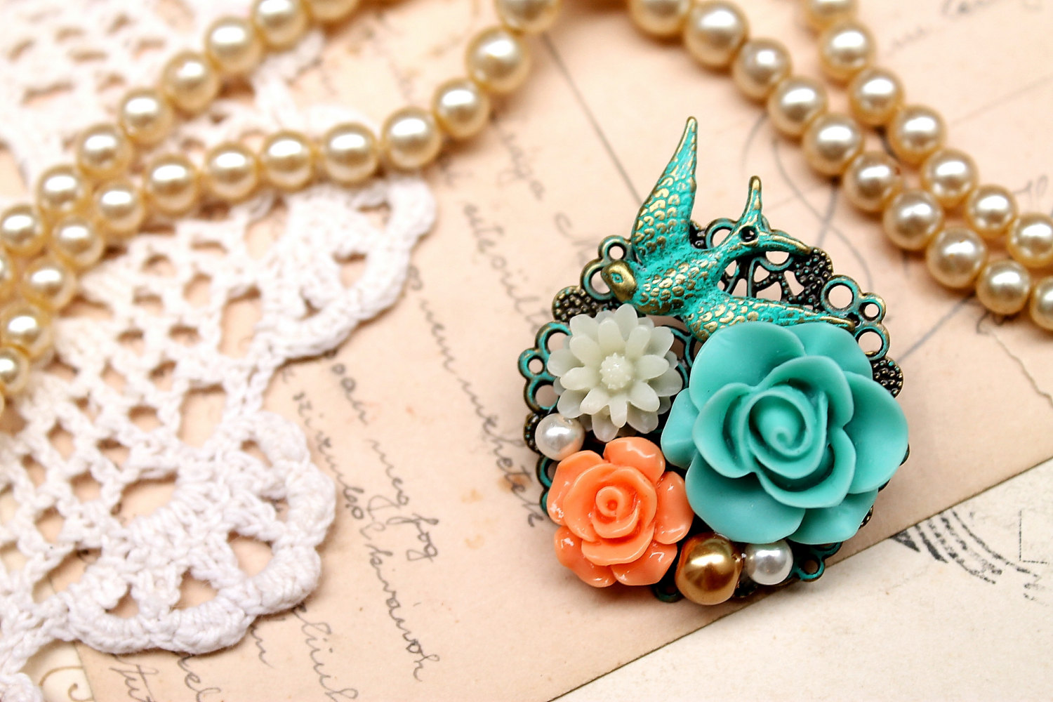 Resin Flower Brooch Pin, Blue Rose Pin, Colorful Jewelry, Spring Colors